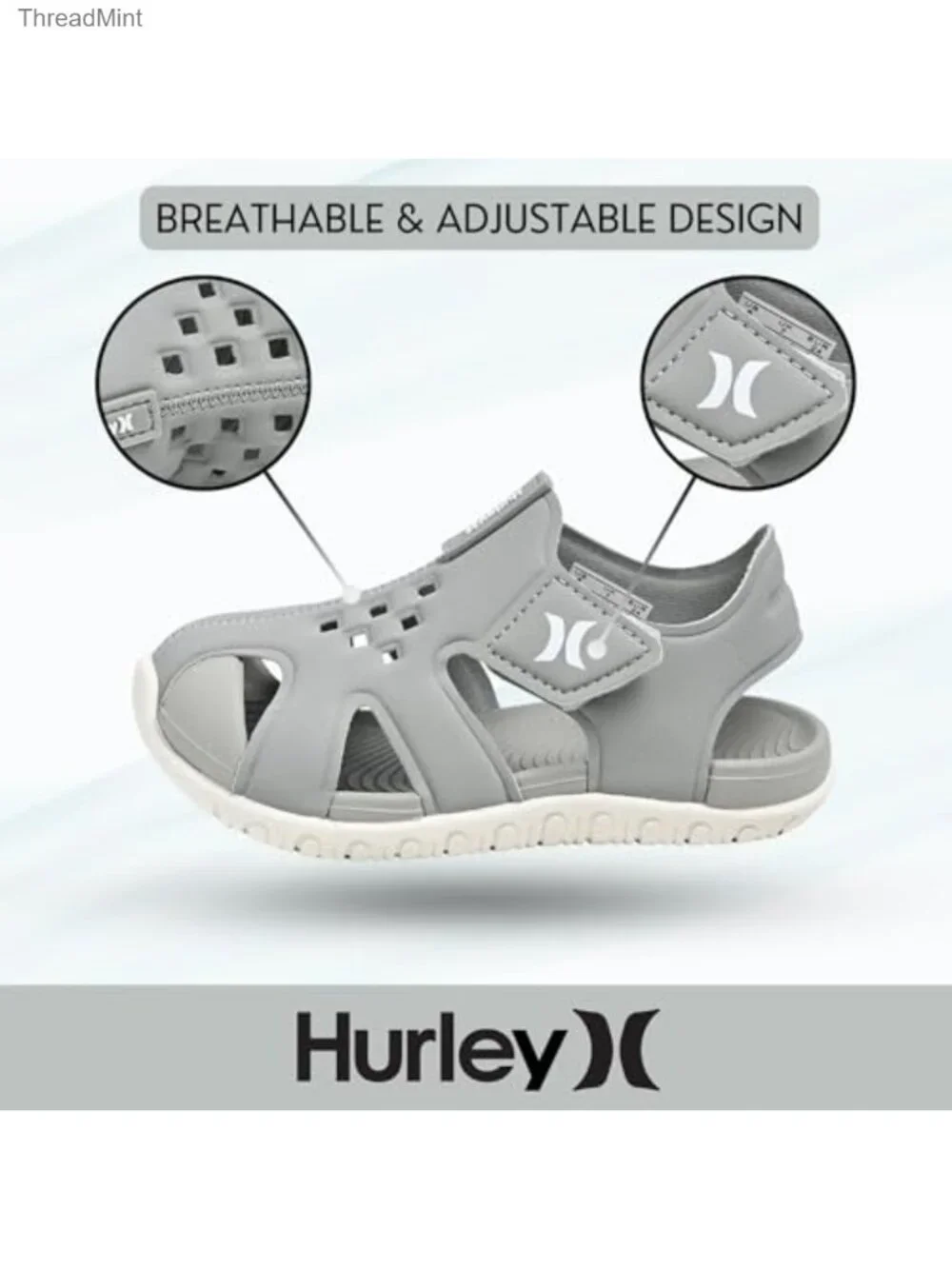 Kids Quick-Dry Water Shoes - Closed-Toe Sandals with Hook-and-Loop Strap &